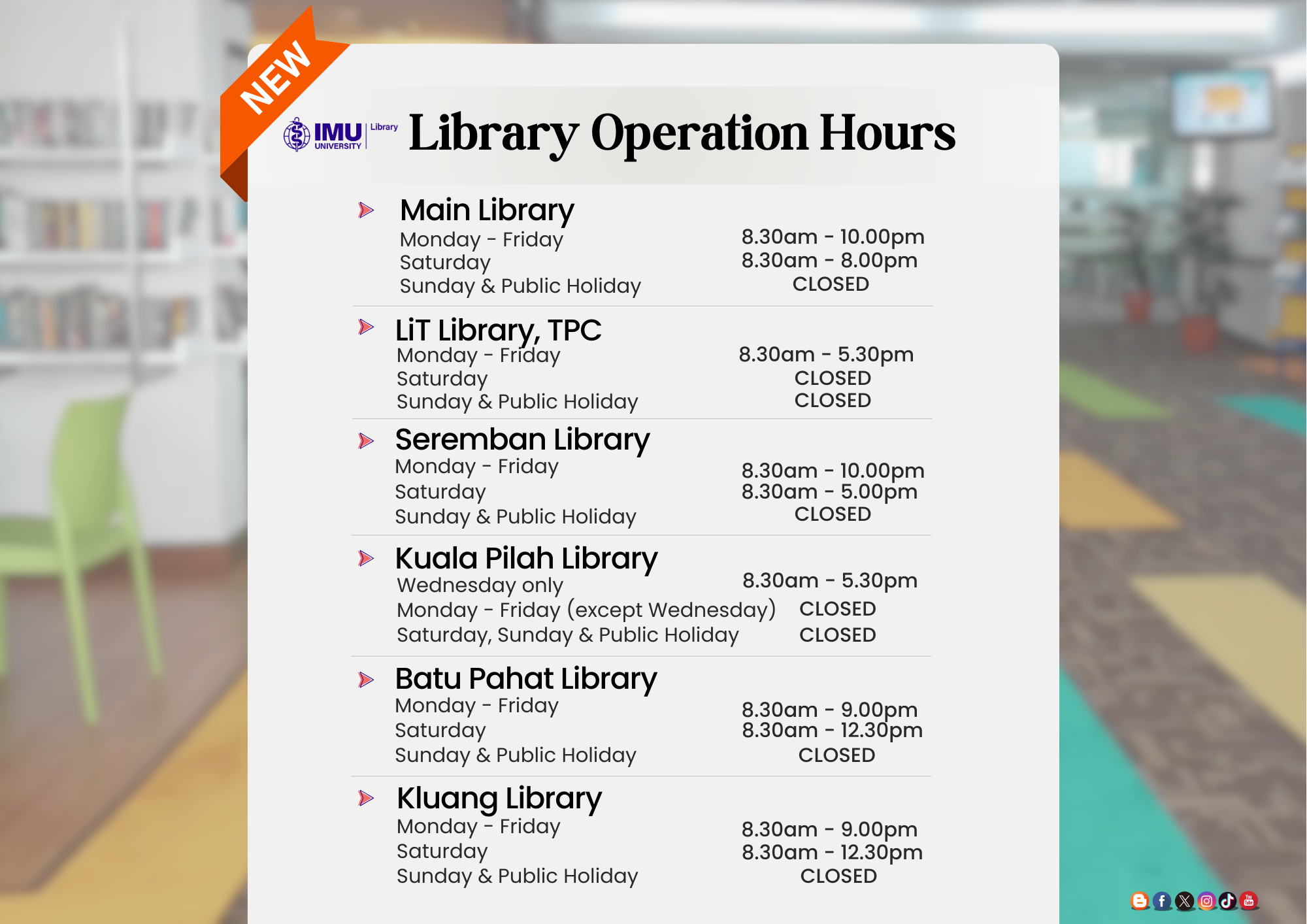 latest library operation hours